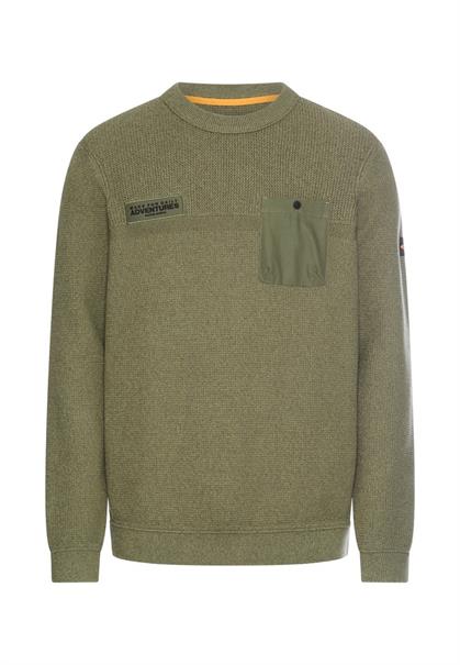 Strickpullover mit Brusttasche leaf green