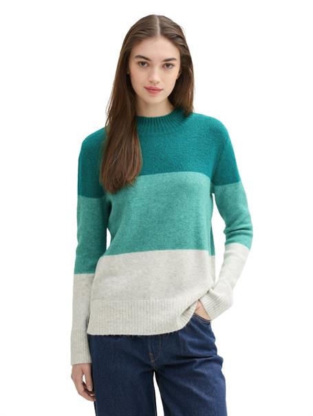 Strickpullover mit Colour Blocking green beige colorblock