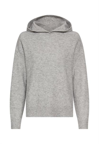 Strickpullover mit Kapuze grey melange