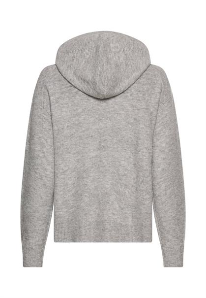 Strickpullover mit Kapuze grey melange