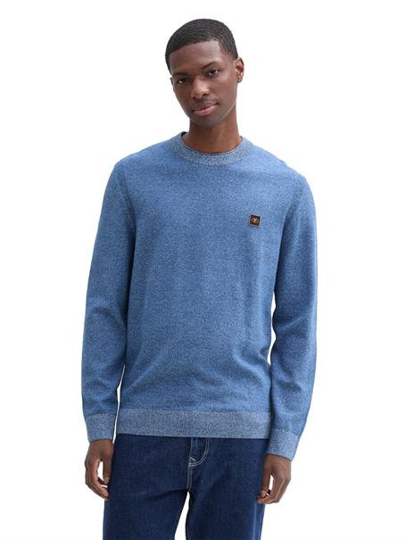 Strickpullover mit Logo-Badge midsummer blue multicolor