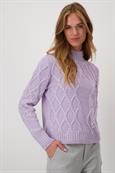 Strickpullover mit Mix-Zopfmuster soft lilac