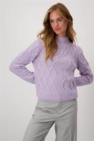 Strickpullover mit Mix-Zopfmuster soft lilac