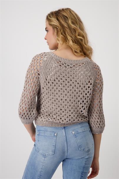 Strickpullover mit Pailletten dark linen