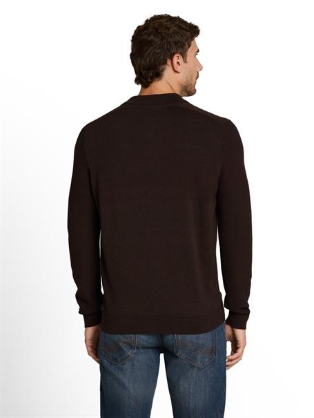 Strickpullover mit Polokragen dark chocolate brown melange