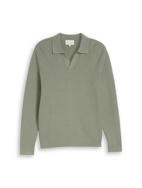 Strickpullover mit Polokragen greyish shadow olive