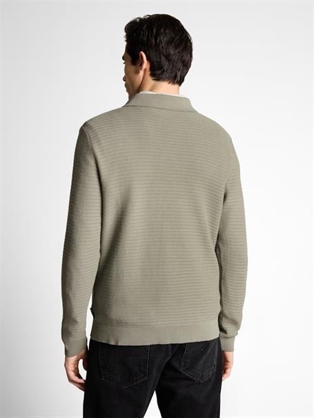 Strickpullover mit Polokragen greyish shadow olive