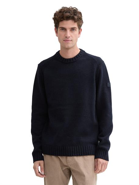 Strickpullover mit Ripp-Details knitted navy melange