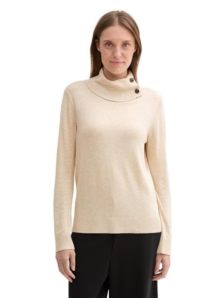 Strickpullover mit Rollkragen cargo beige melange