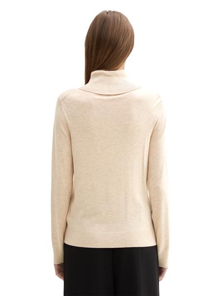 Strickpullover mit Rollkragen cargo beige melange