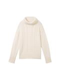 Strickpullover mit Rollkragen soft beige melange