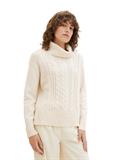 Strickpullover mit Rollkragen soft beige melange