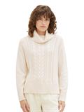 Strickpullover mit Rollkragen soft beige melange