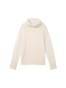 Strickpullover mit Rollkragen soft beige melange