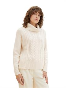 Strickpullover mit Rollkragen soft beige melange