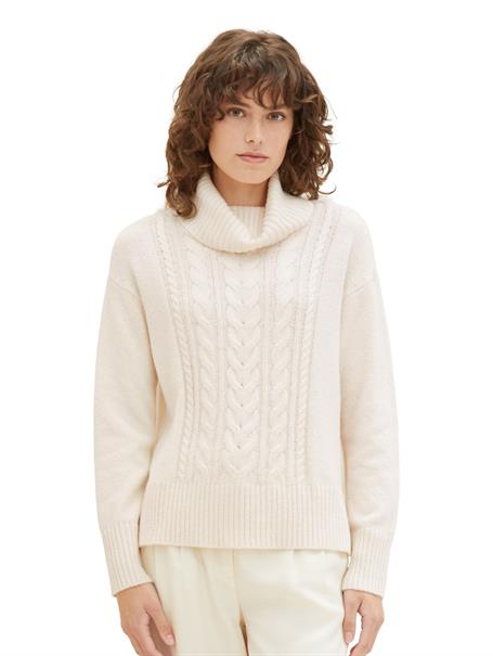Strickpullover mit Rollkragen soft beige melange