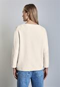 Strickpullover mit Rundhals cream white melange