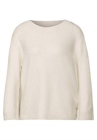 Strickpullover mit Rundhals cream white melange