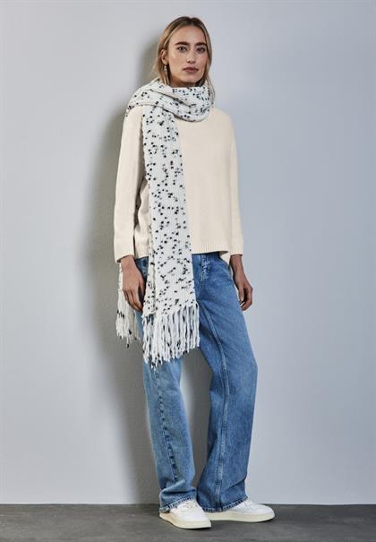 Strickpullover mit Rundhals cream white melange