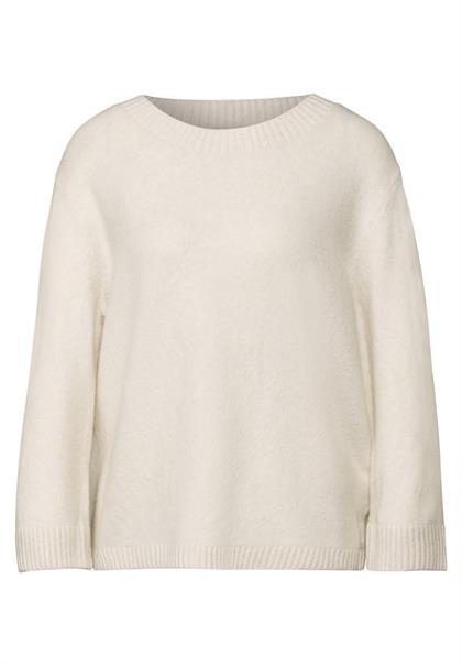 Strickpullover mit Rundhals cream white melange