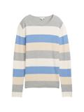 Strickpullover mit Rundhalsausschnitt beige blue block stripe