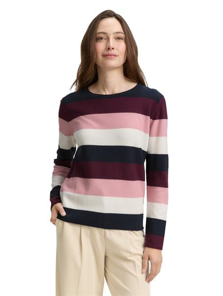 Strickpullover mit Rundhalsausschnitt big rose knit stripe
