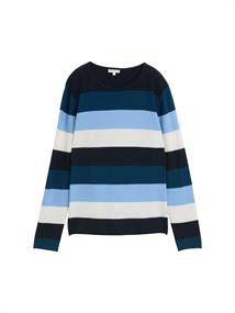 Strickpullover mit Rundhalsausschnitt big teal knit stripe