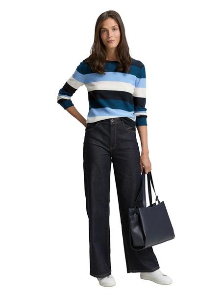 Strickpullover mit Rundhalsausschnitt big teal knit stripe