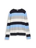 Strickpullover mit Rundhalsausschnitt fjord blue grey stripe