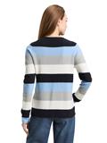 Strickpullover mit Rundhalsausschnitt fjord blue grey stripe