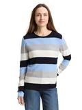 Strickpullover mit Rundhalsausschnitt fjord blue grey stripe