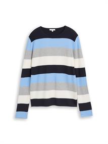 Strickpullover mit Rundhalsausschnitt fjord blue grey stripe