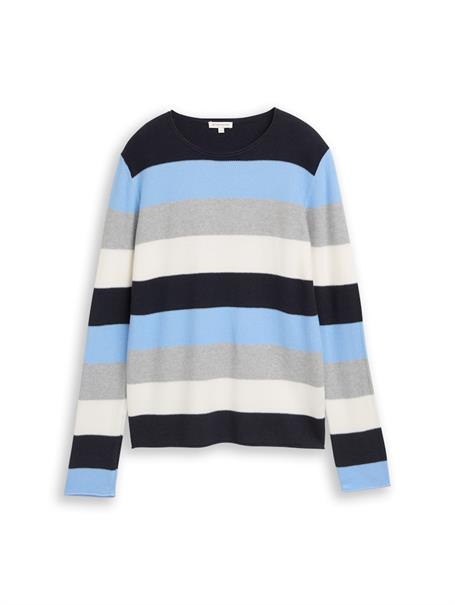 Strickpullover mit Rundhalsausschnitt fjord blue grey stripe