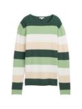 Strickpullover mit Rundhalsausschnitt green beige block stripe