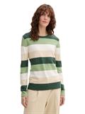 Strickpullover mit Rundhalsausschnitt green beige block stripe