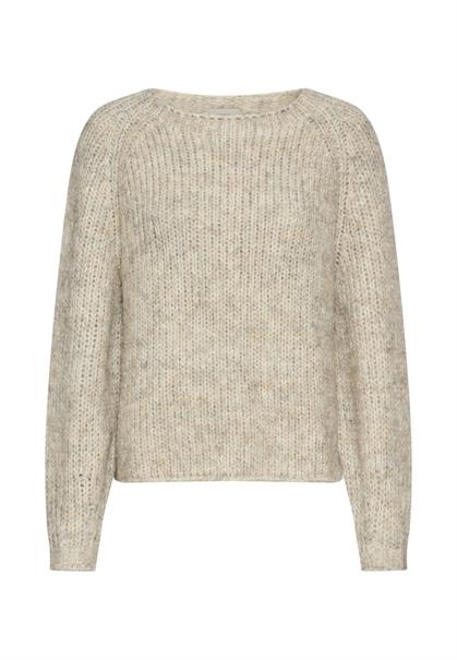 Strickpullover mit Rundhalsausschnitt light grey melange