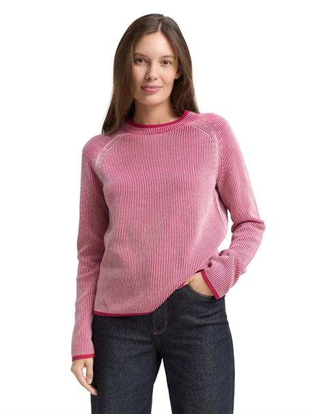 Strickpullover mit Rundhalsausschnitt pink plaited knit