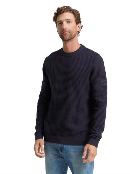 Strickpullover mit Rundhalsausschnitt sky captain blue