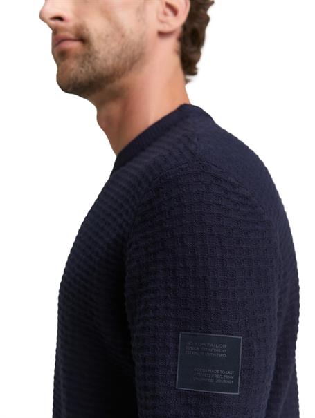 Strickpullover mit Rundhalsausschnitt sky captain blue