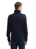 Strickpullover mit Schalkragen navy melange neps