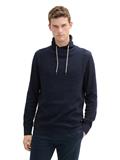 Strickpullover mit Schalkragen navy melange neps