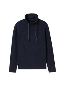 Strickpullover mit Schalkragen navy melange neps