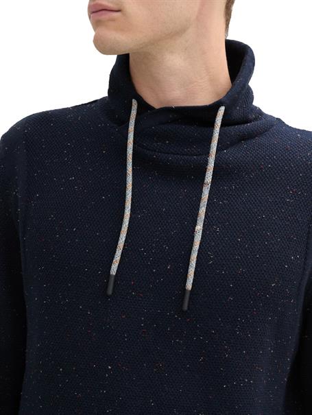 Strickpullover mit Schalkragen navy melange neps
