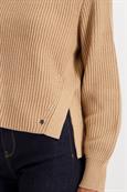 Strickpullover mit Seitenschlitzen cognac