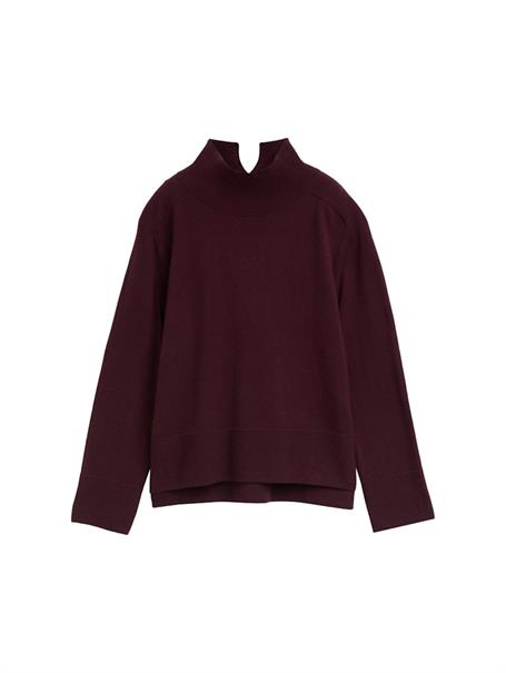 Strickpullover mit Stehkragen dark red mélange
