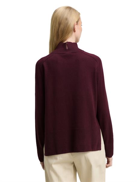 Strickpullover mit Stehkragen dark red mélange