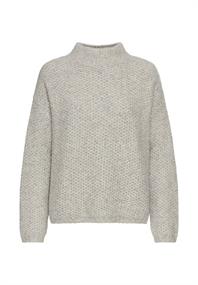 Strickpullover mit Stehkragen grey melange