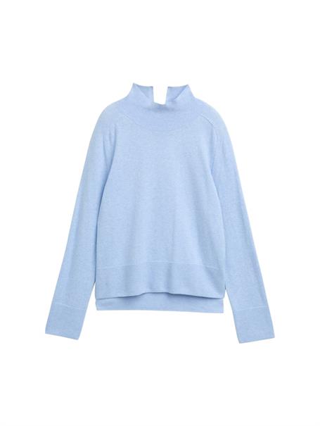Strickpullover mit Stehkragen light fjord blue melange