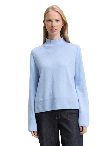 Strickpullover mit Stehkragen light fjord blue melange