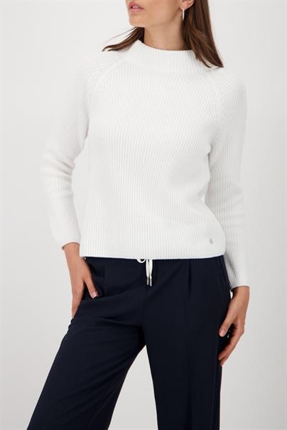 Strickpullover mit Stehkragen off-white